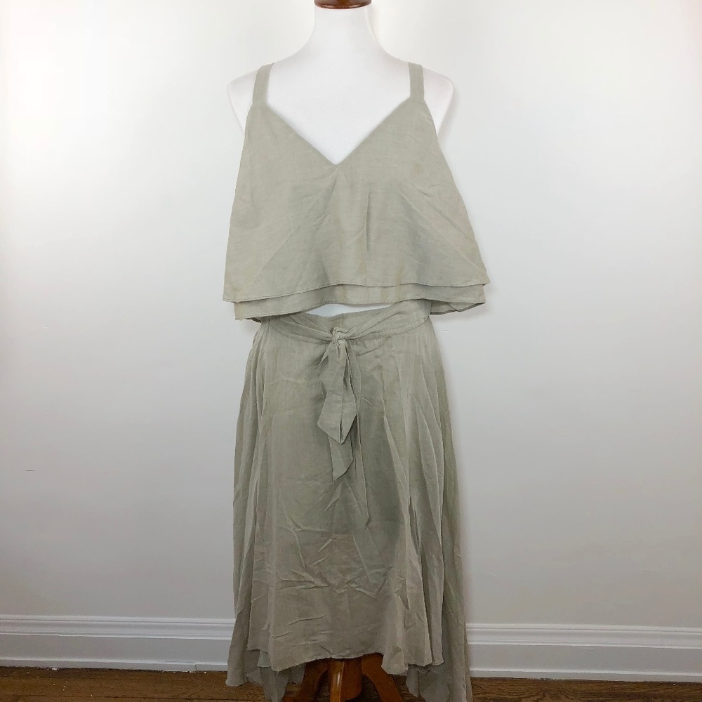 Free People Tan Cotton Co-ord Set, sz Large